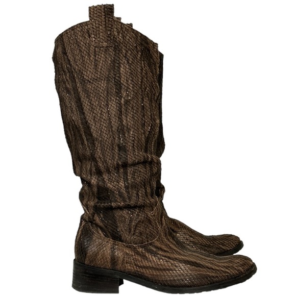 Fiorangelo Boots Italian Snakeskin Leather Brown Handcrafted W Shimmer size 6 - Picture 7 of 17